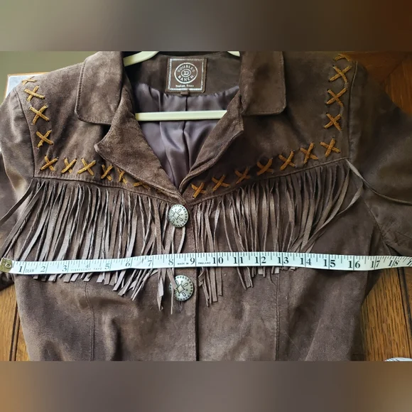 Vintage Double D Ranch Brown Leather Fringe Jacket - Picture 9 of 11